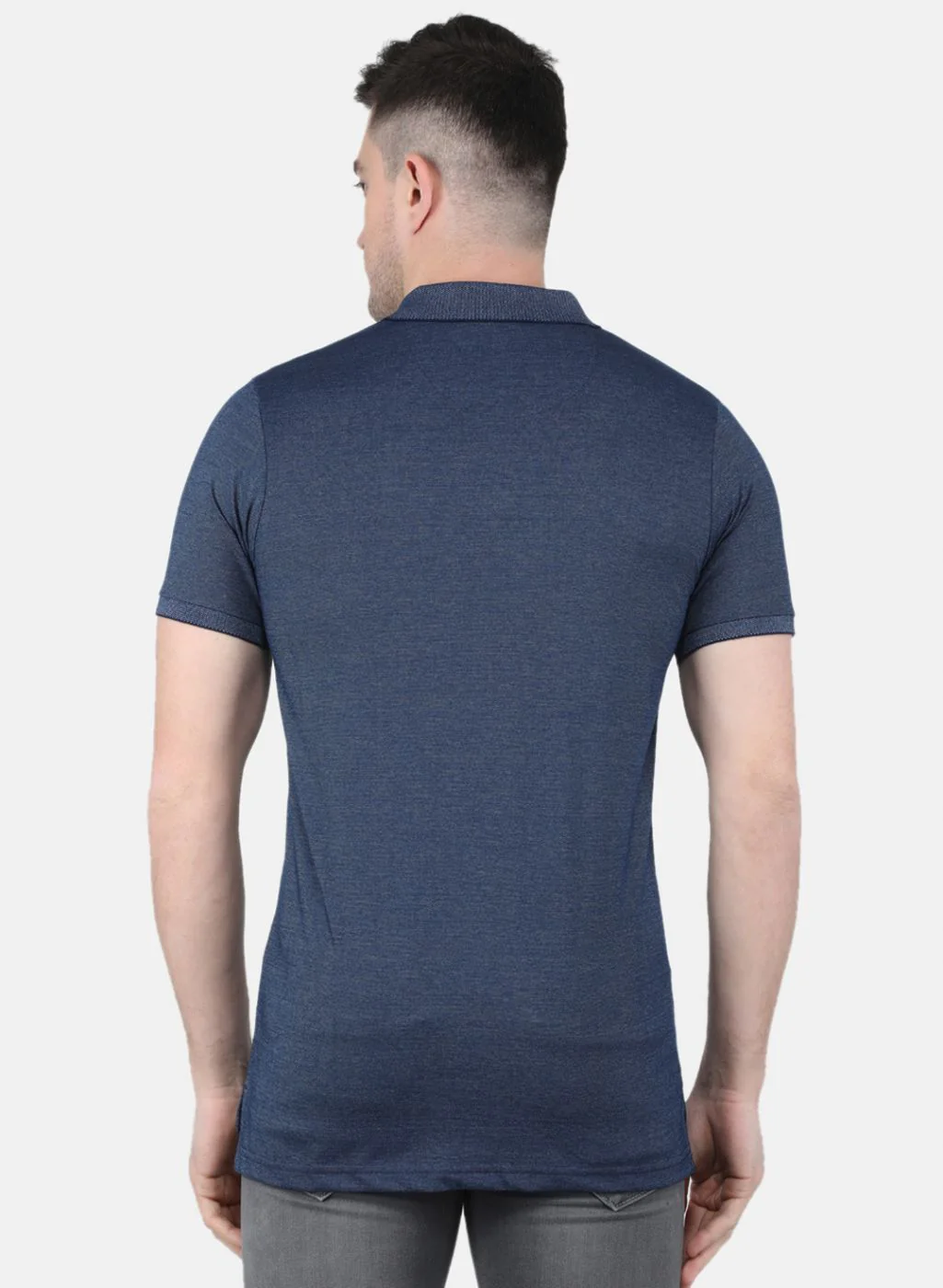Men Blue Solid T-Shirt - Image 3