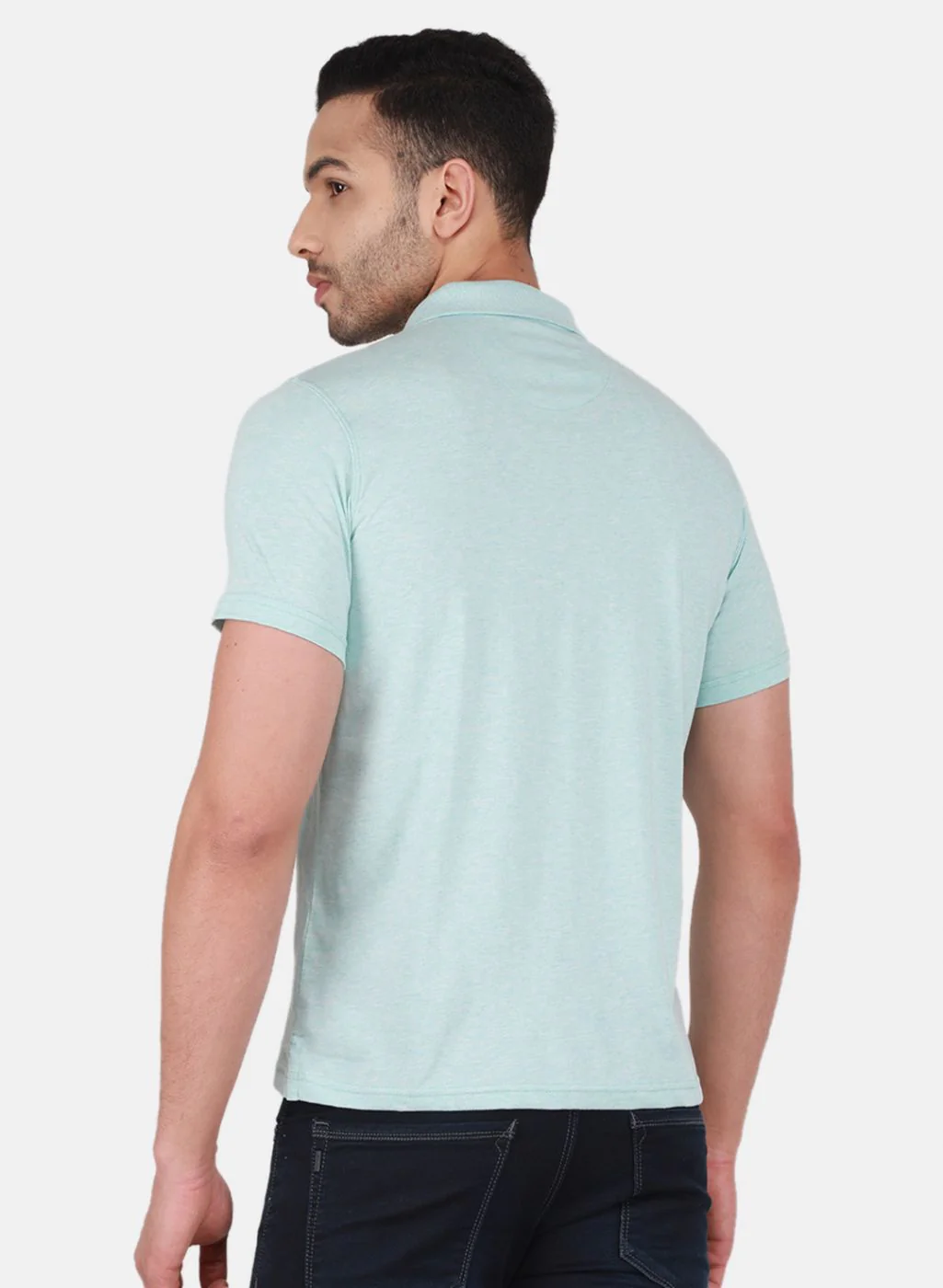 Men Blue Solid T-Shirt - Image 3