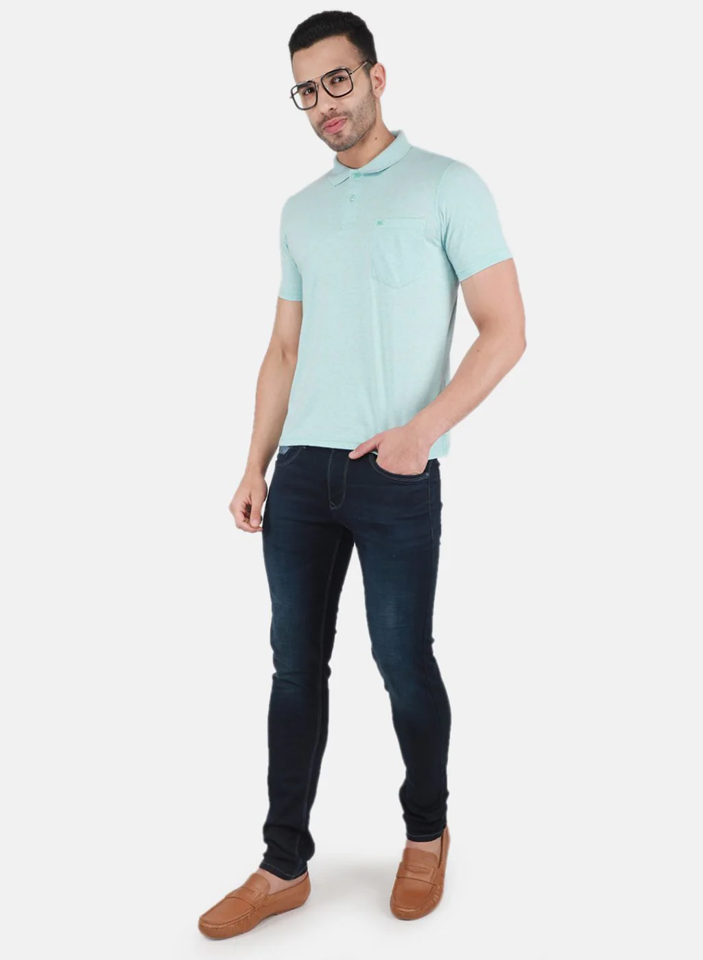 Men Blue Solid T-Shirt - Image 4