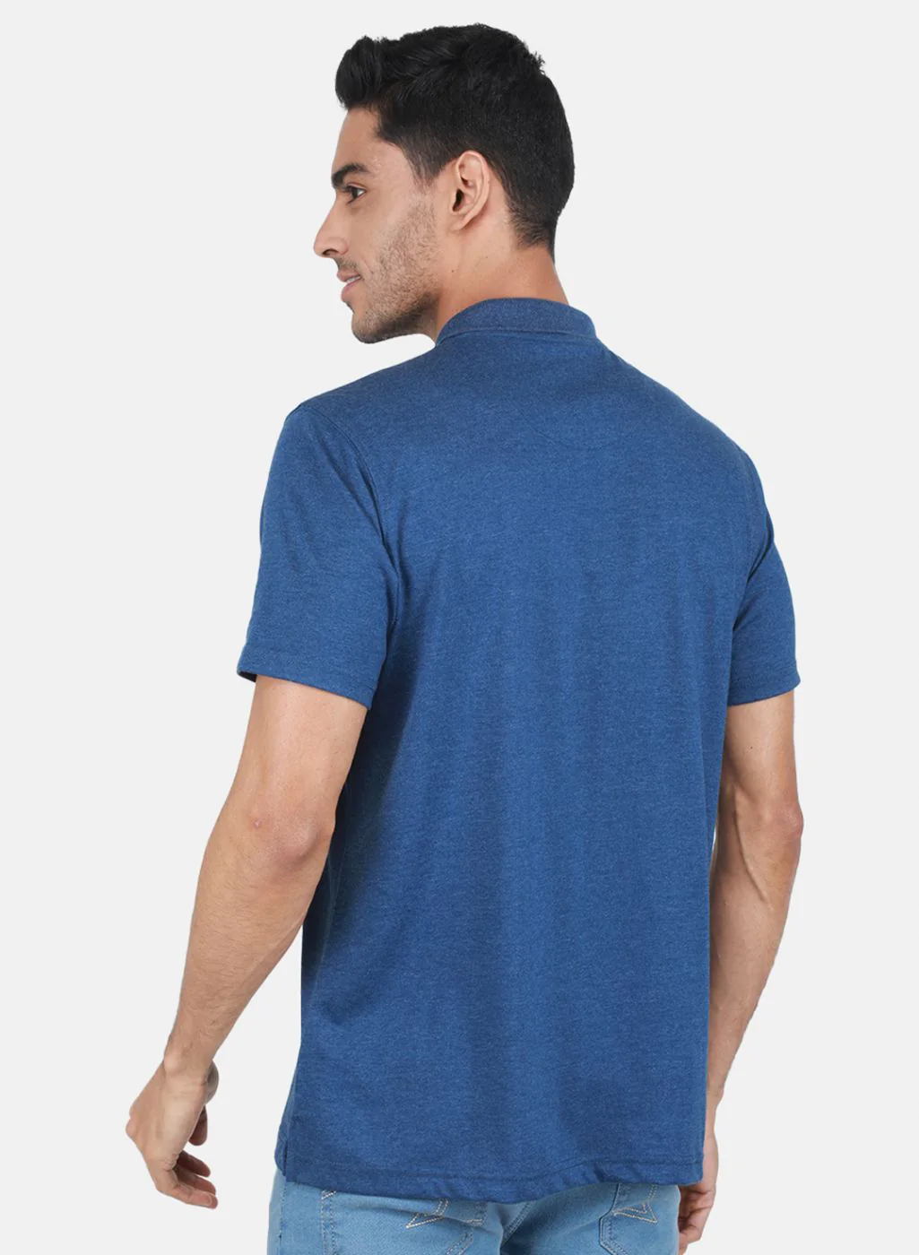 Men Blue Solid T-Shirt - Image 3