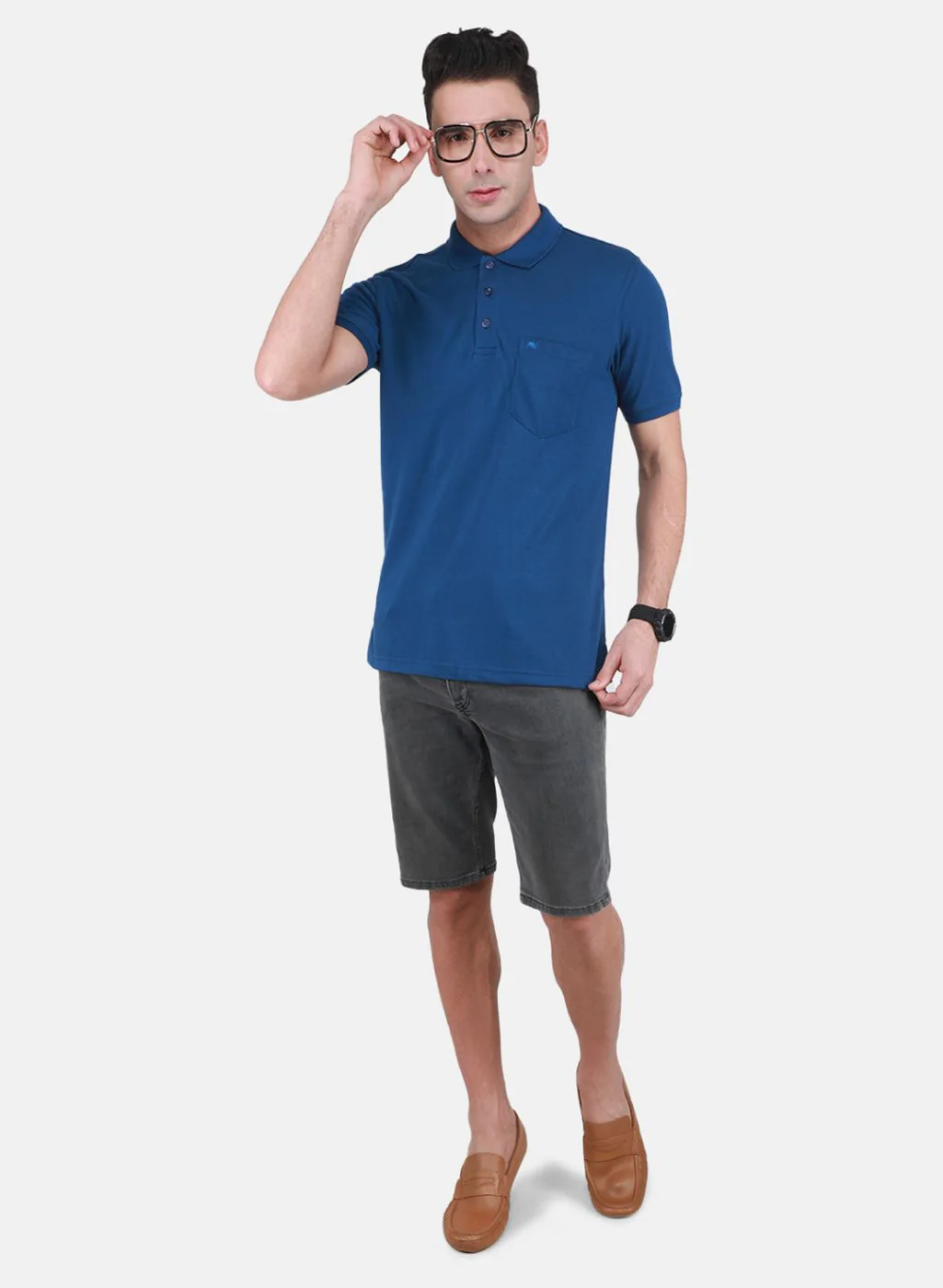 Men Blue Solid T-Shirt - Image 4
