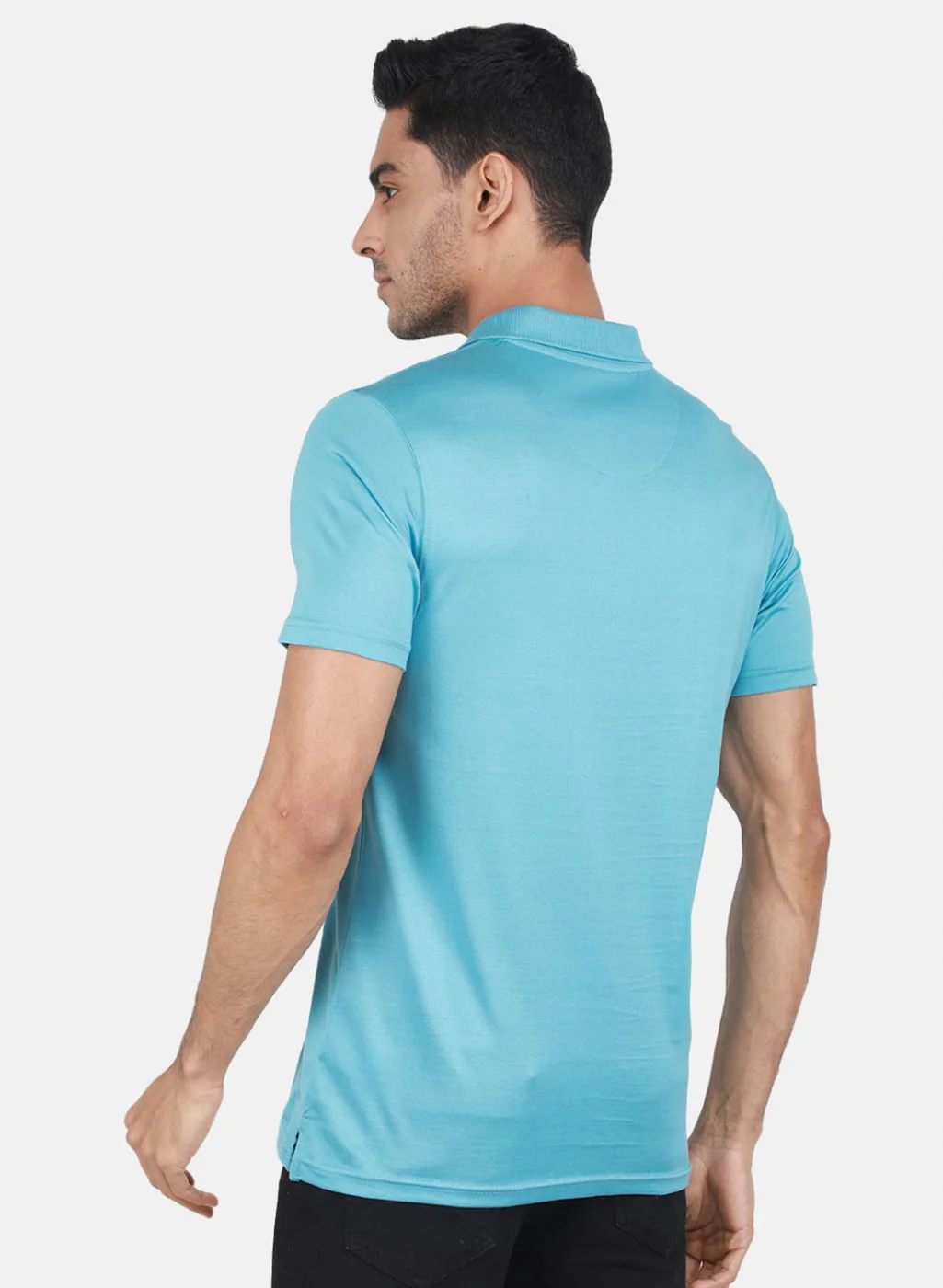 Men Blue Solid T-Shirt - Image 3