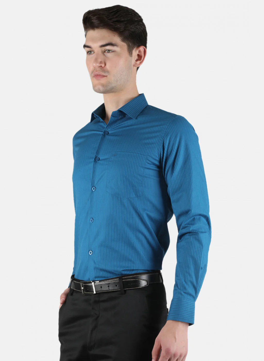 Men Blue Stripe Shirt - Image 2