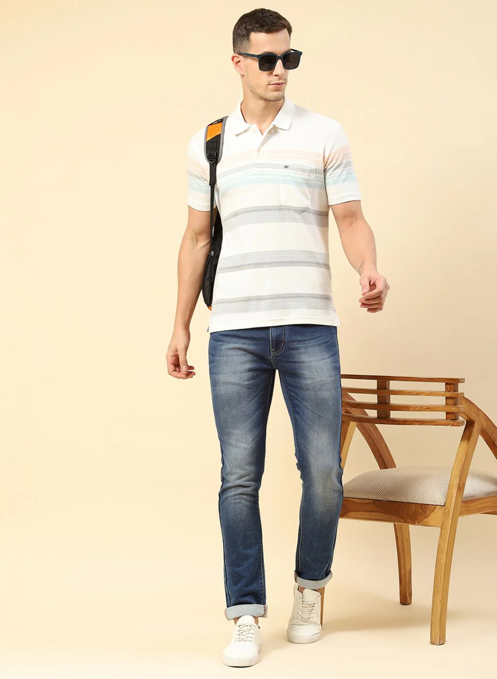 Men Blue Stripe T-Shirt - Image 5