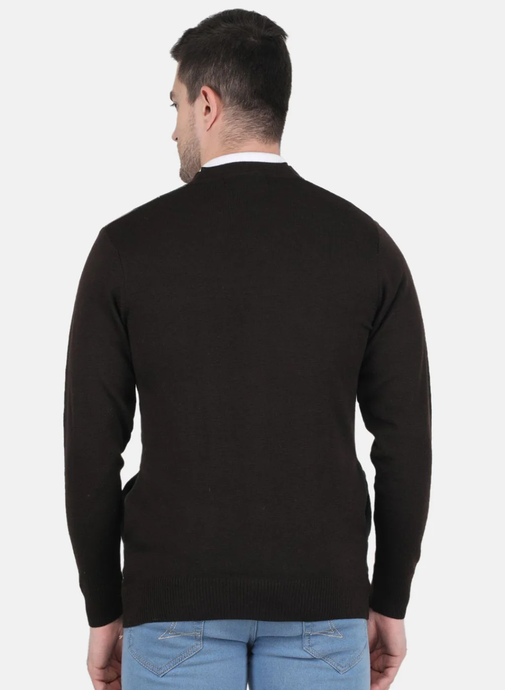 Men Brown Printed Cardigan - Image 3
