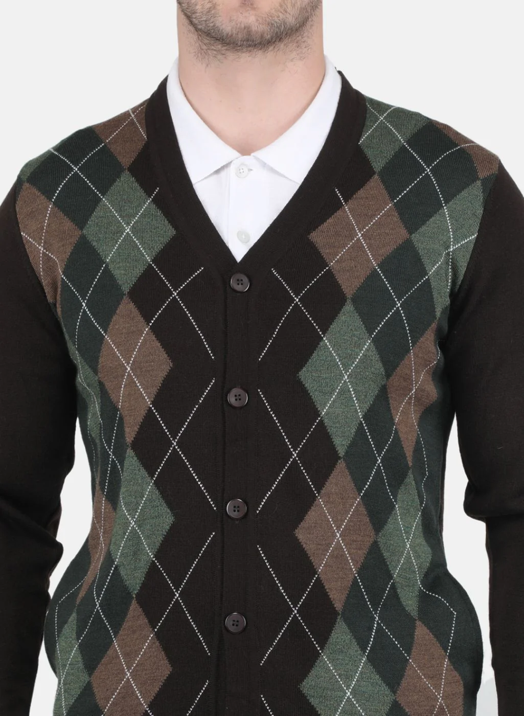 Men Brown Printed Cardigan - Image 5