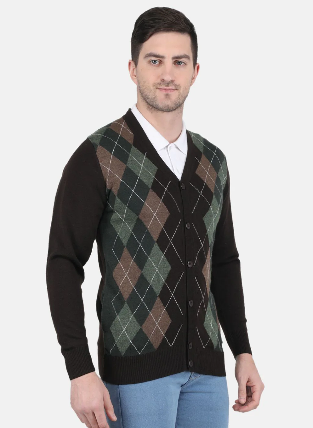 Men Brown Printed Cardigan - Image 6