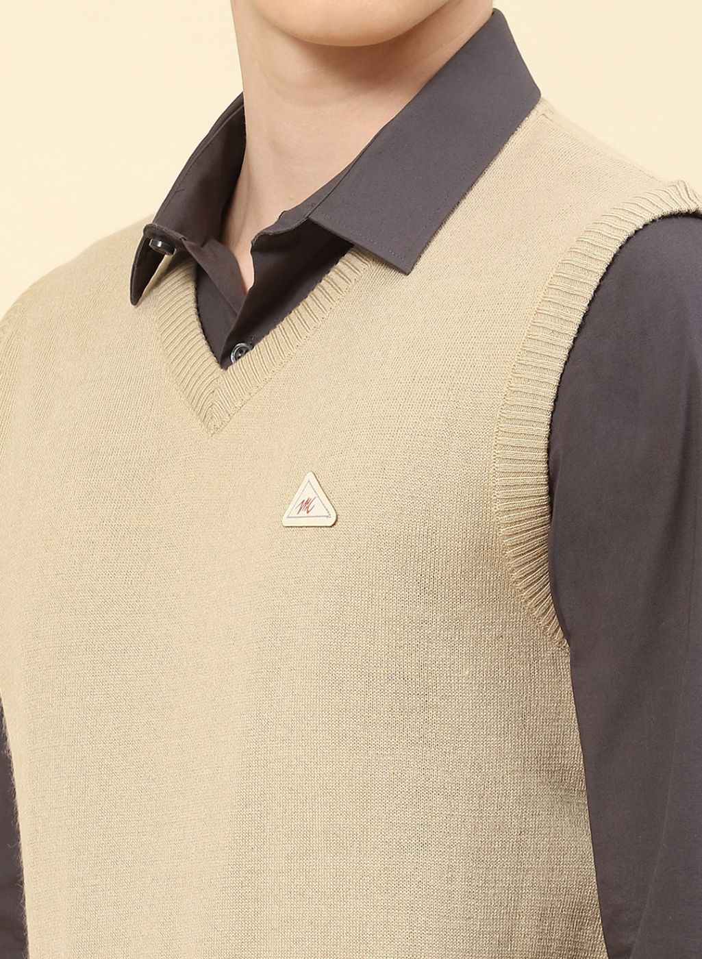 Men Brown Solid Blend wool Sweater - Image 6
