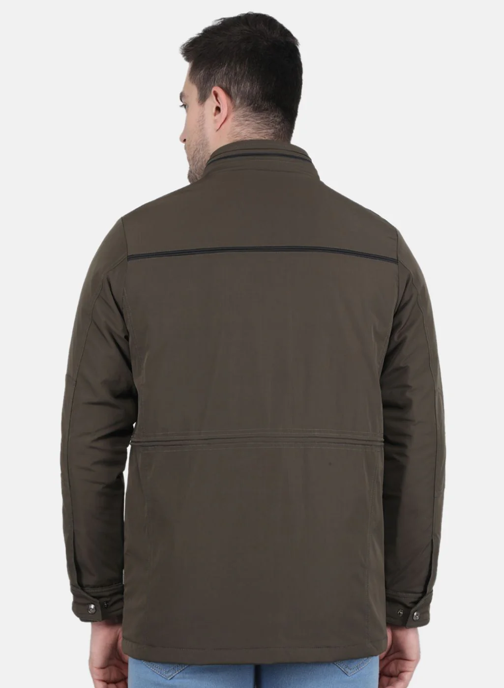 Men Brown Solid Jacket - Image 3