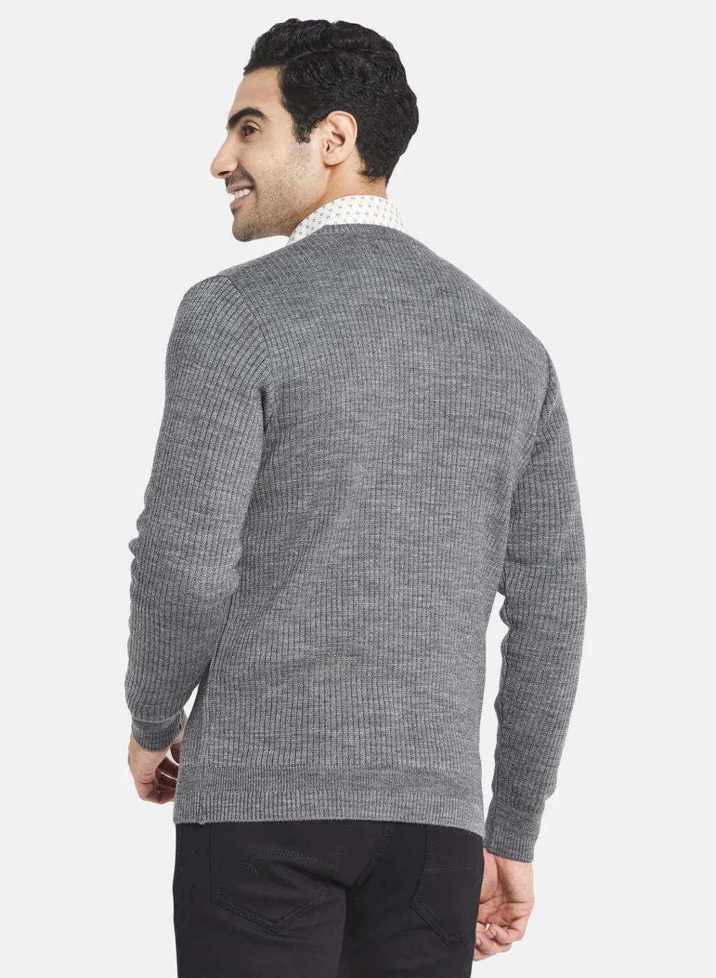 Men Brown Solid Sweater - Image 3