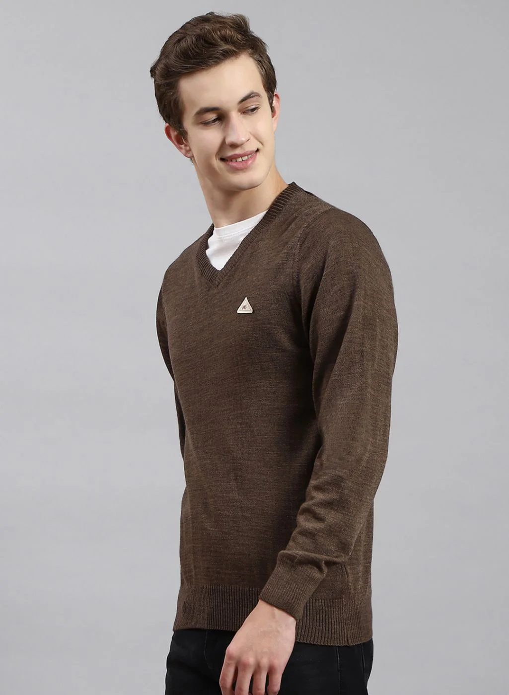 Men Brown Solid Wool blend Pullover - Image 3