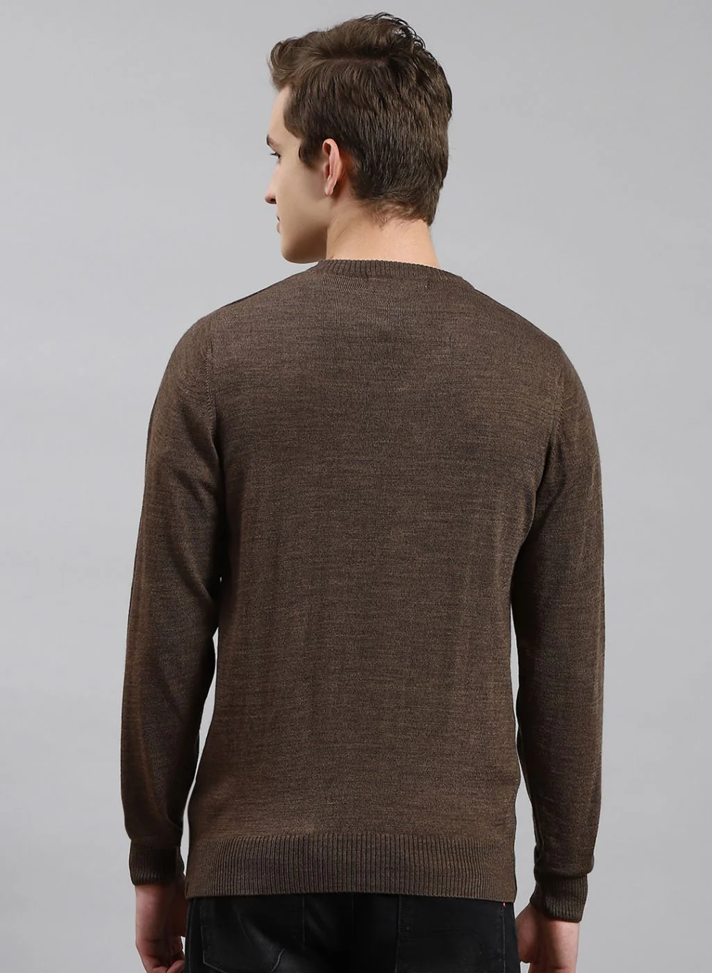 Men Brown Solid Wool blend Pullover - Image 5