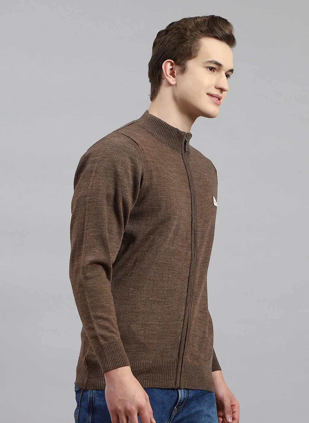 Men Brown Solid Wool blend Pullover - Image 4