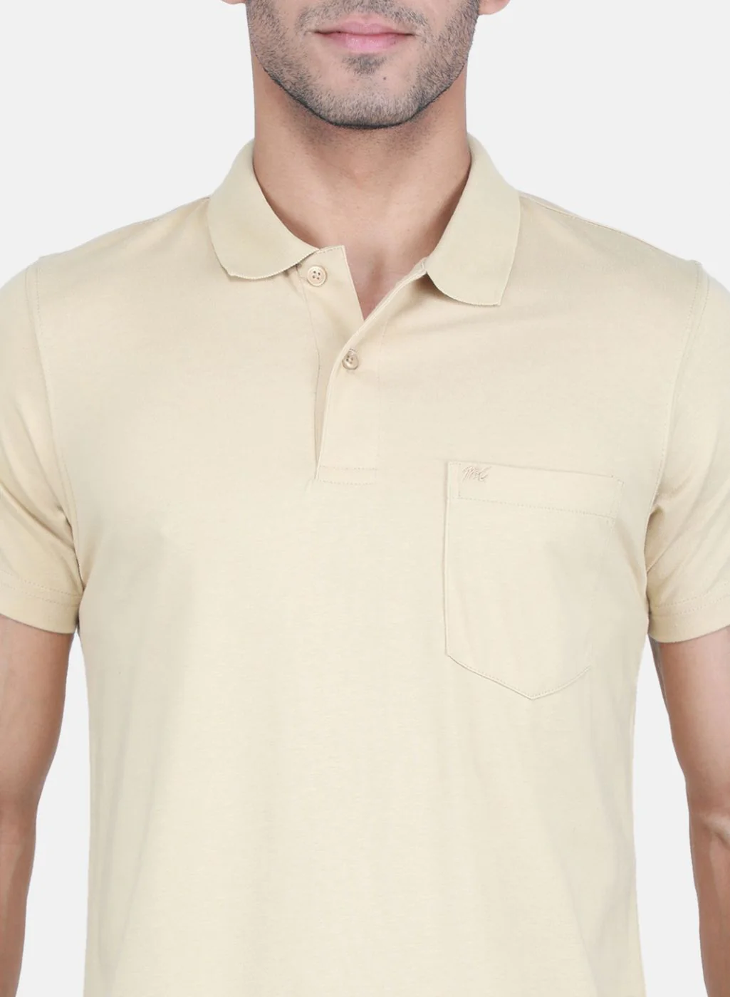 Men Camel Brown Solid T-Shirt - Image 5