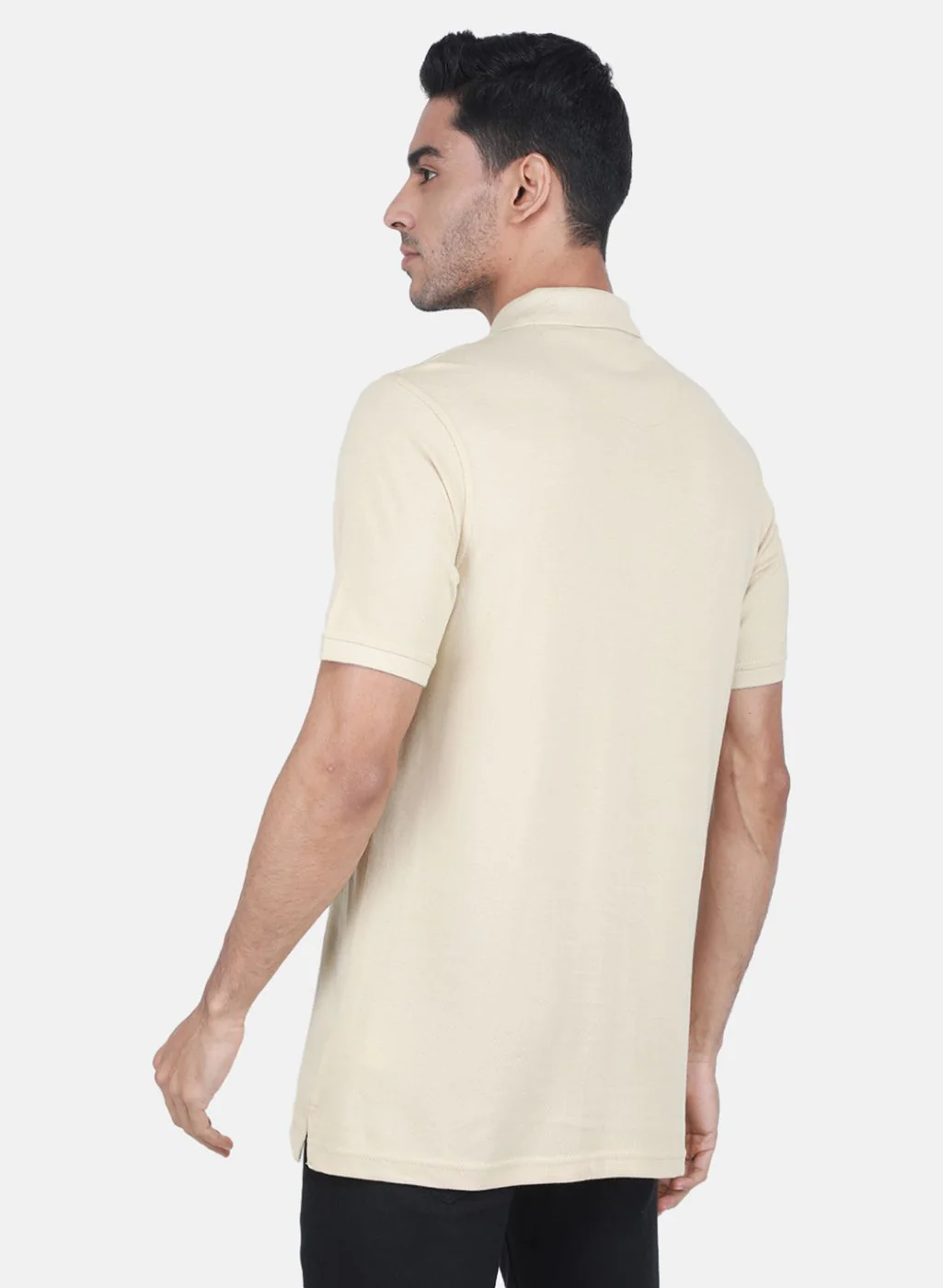 Men Camel Brown Solid T-Shirt - Image 3