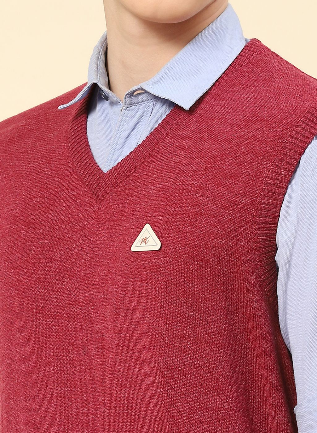 Men Dark Pink Solid Blend wool Sweater - Image 6