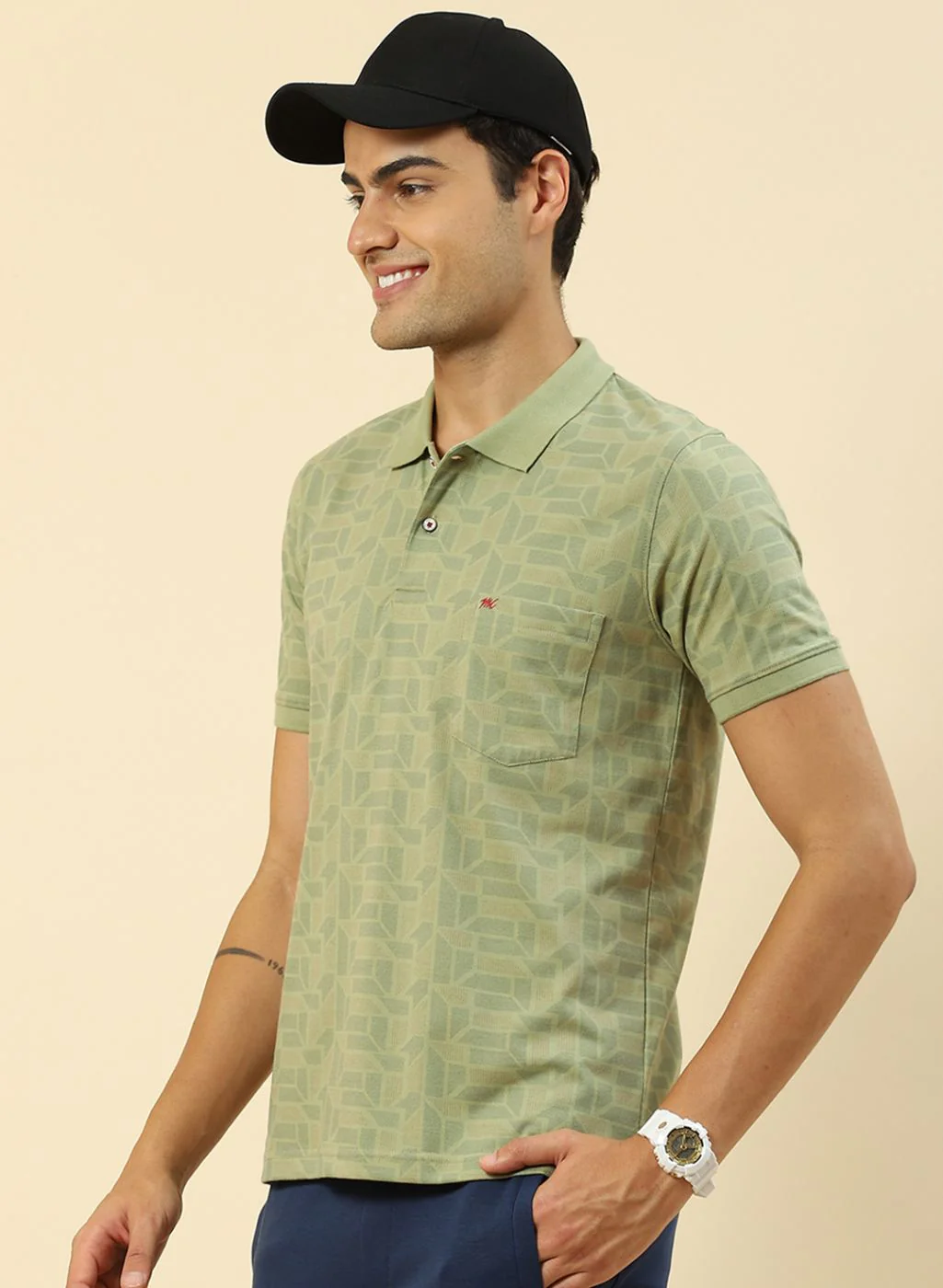 Men Green Printed T-Shirt - Image 2