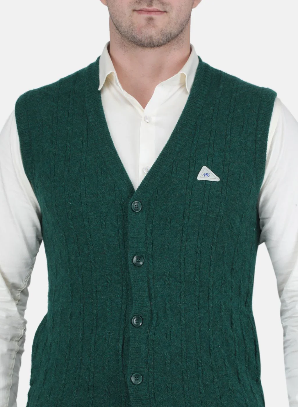 Men Green Self Design Cardigan - Image 5