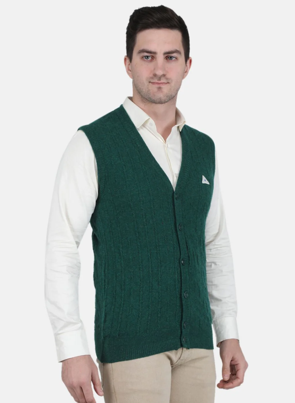 Men Green Self Design Cardigan - Image 6