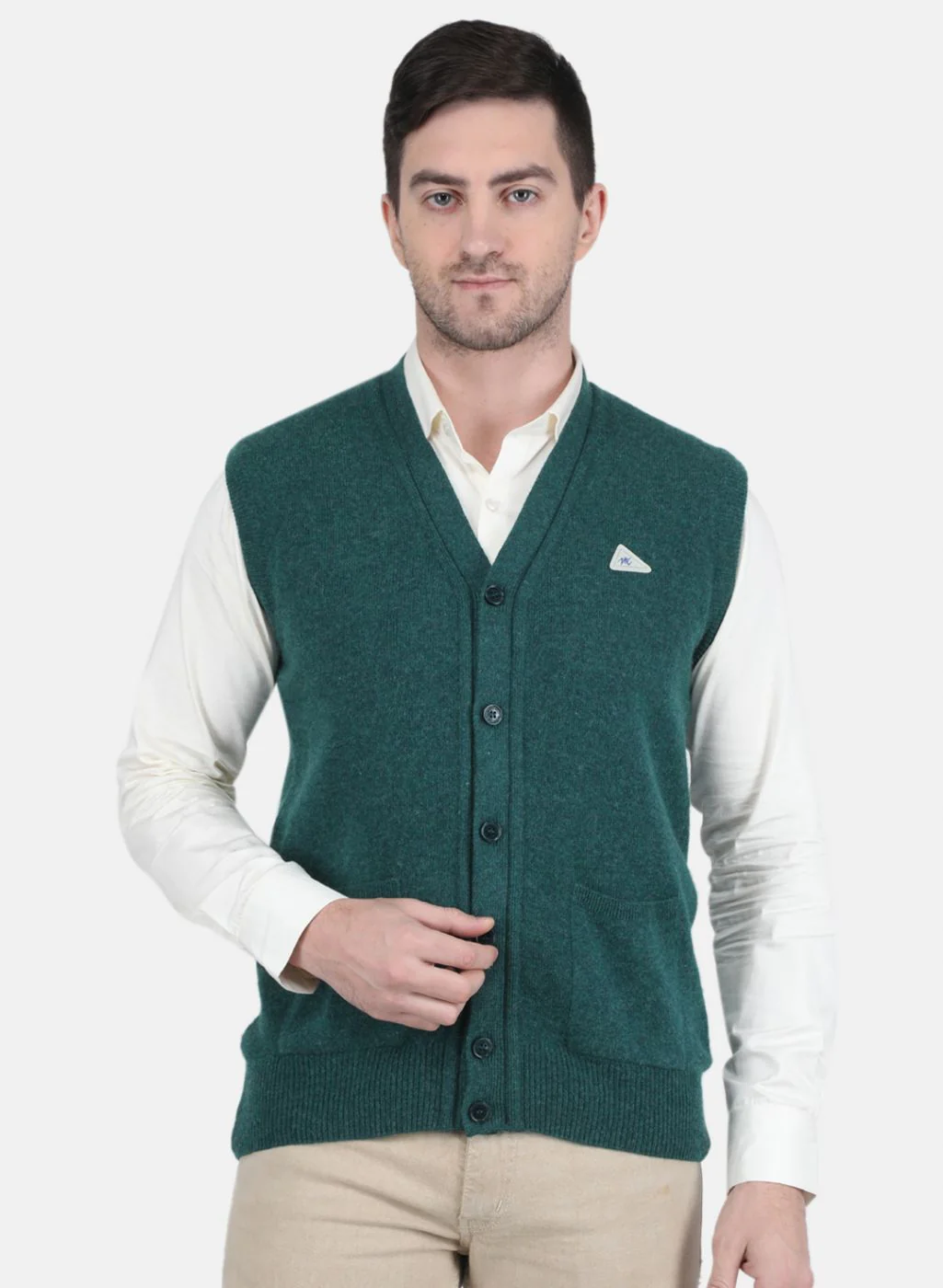 Men Green Solid Cardigan - Image 3