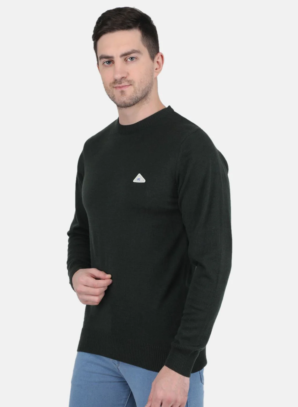 Men Green Solid Pullover - Image 2