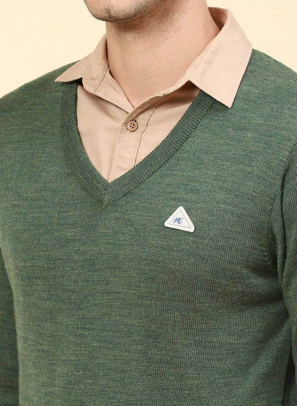 Men Green Solid Pure wool Pullover - Image 6