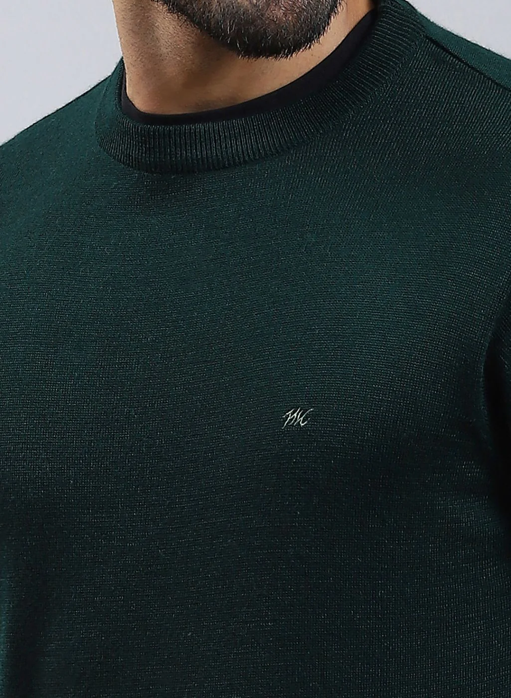 Men Green Solid Pure wool Pullover - Image 6
