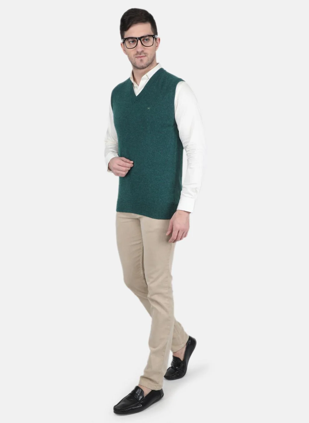 Men Green Solid Sweater - Image 4