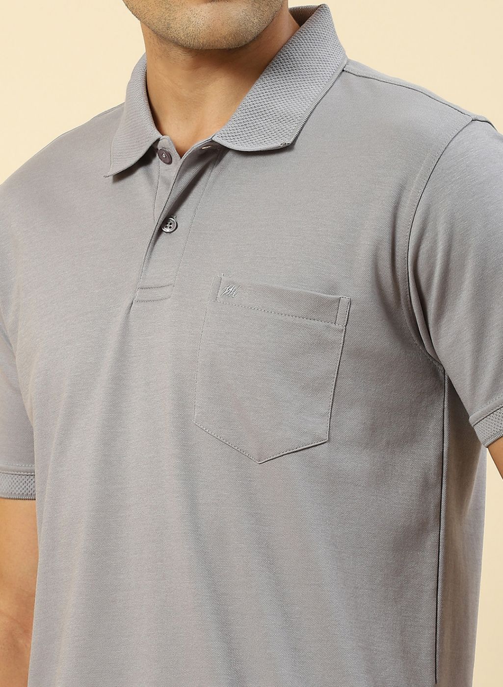 Men Grey Plain T-Shirt - Image 6