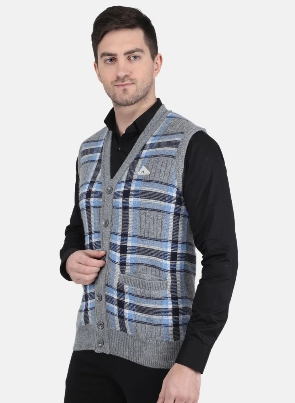 Men Grey Printed Cardigan - Image 2