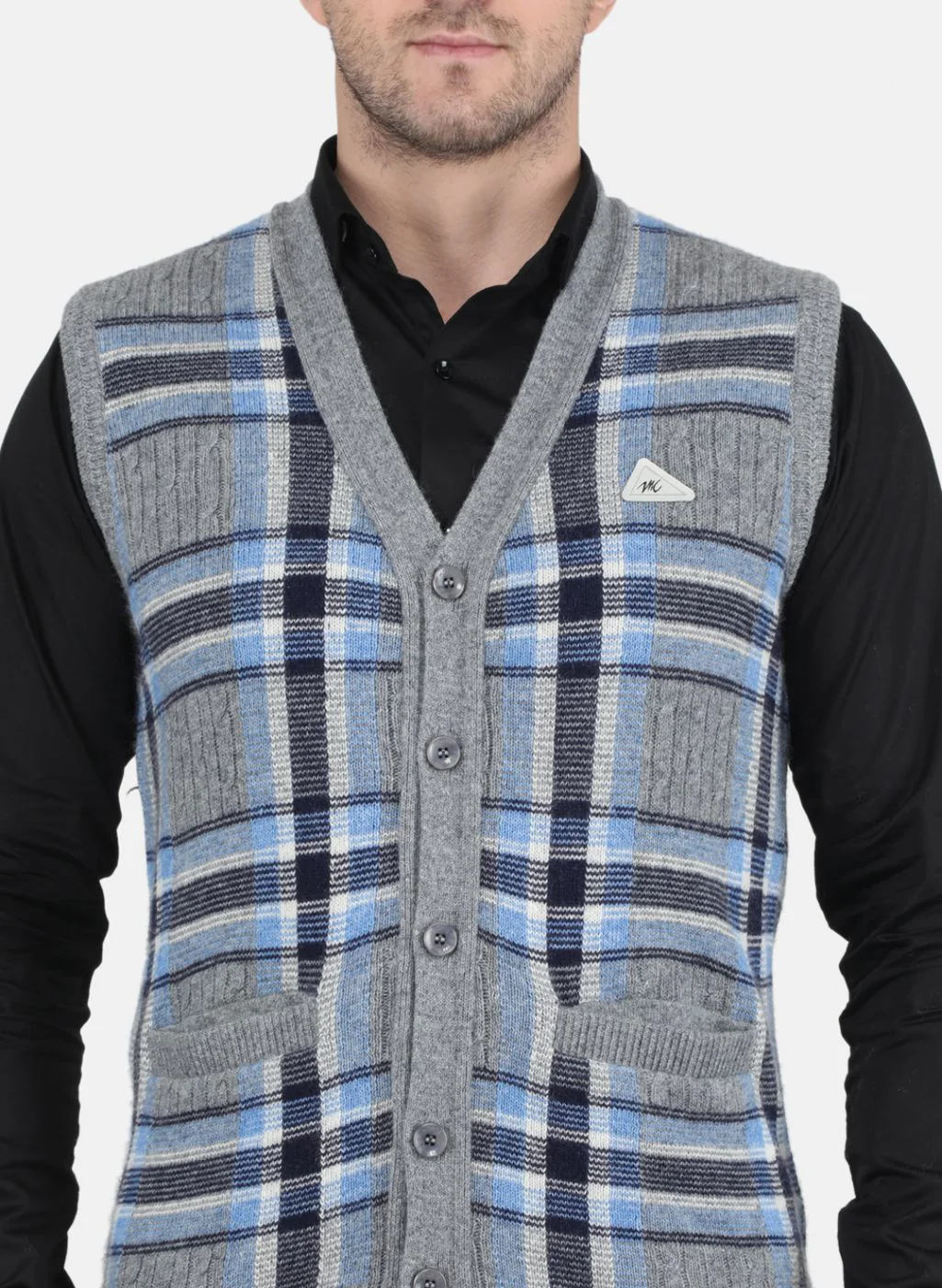 Men Grey Printed Cardigan - Image 5