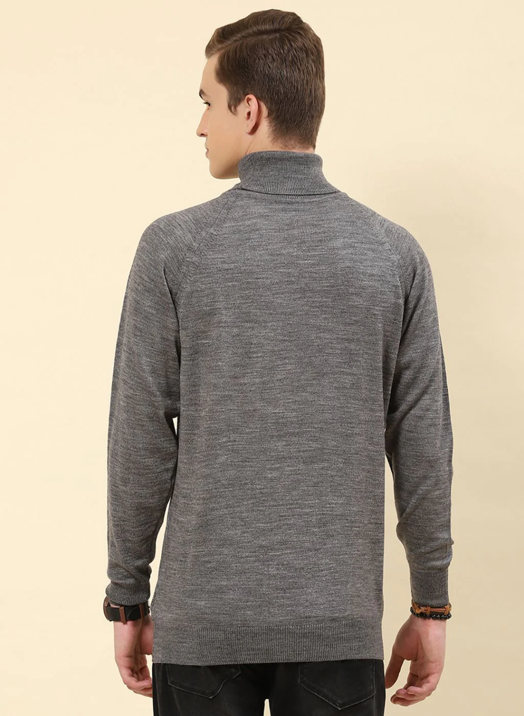Men Grey Solid Blend wool Pullover - Image 5