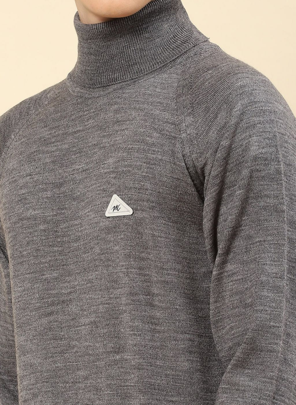 Men Grey Solid Blend wool Pullover - Image 6
