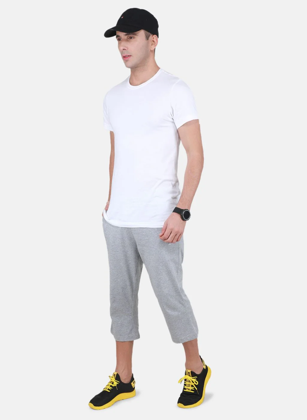 Men Grey Solid Capri - Image 4