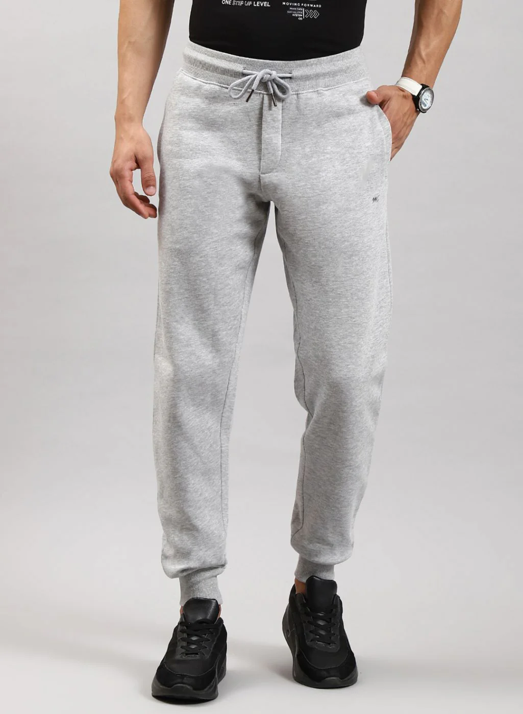 Men Grey Solid Cotton Blend Winter Lower - Image 2