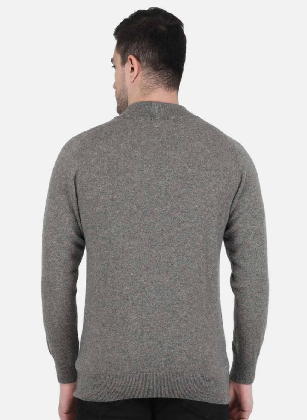 Men Grey Solid Pullover - Image 5