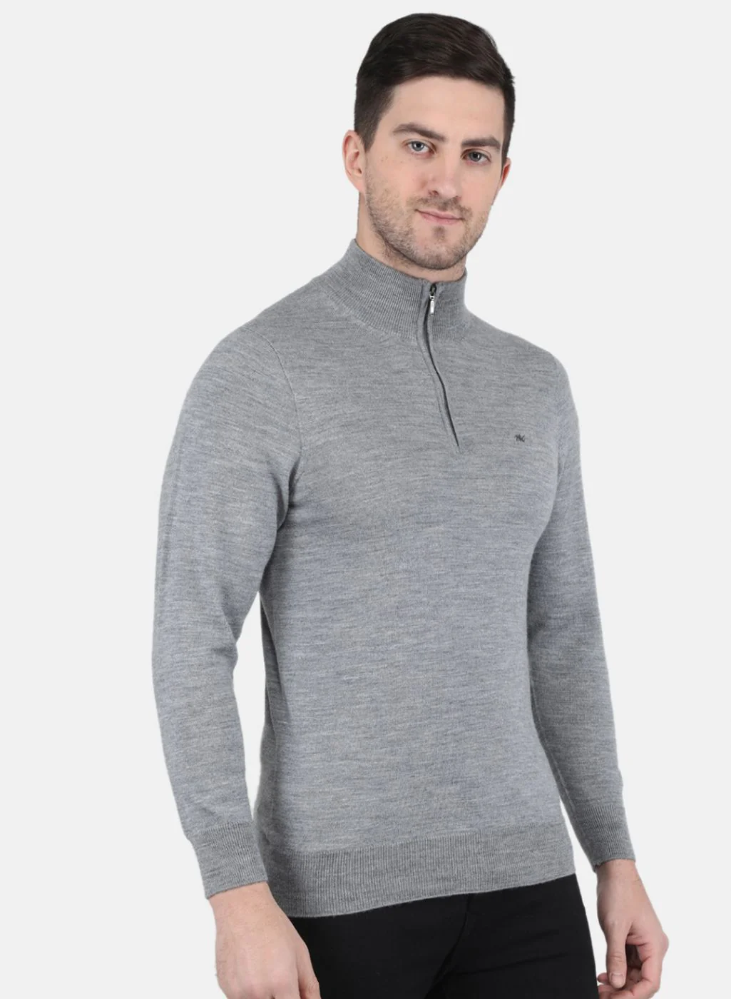 Men Grey Solid Pullover - Image 6