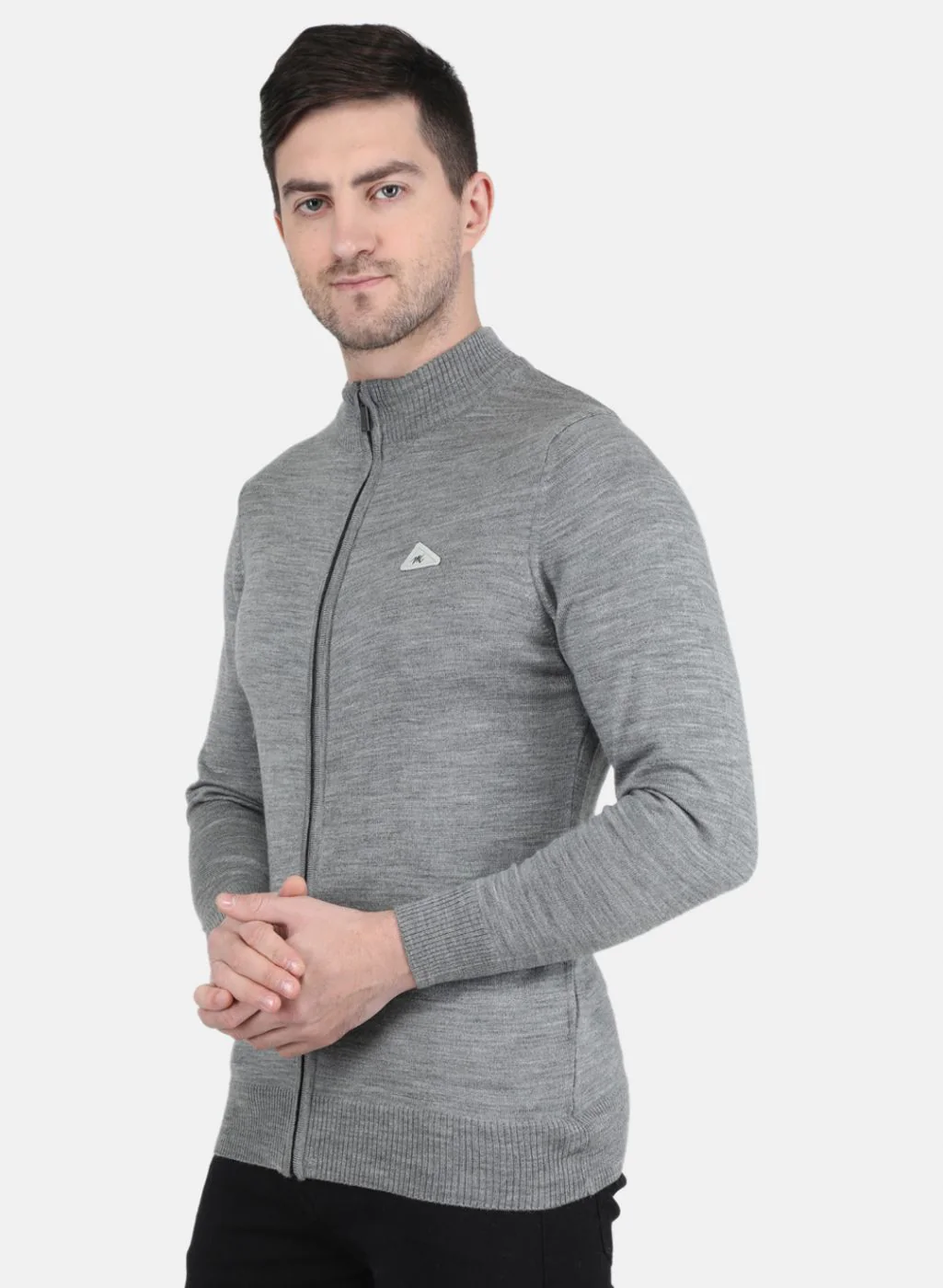 Men Grey Solid Pullover - Image 2