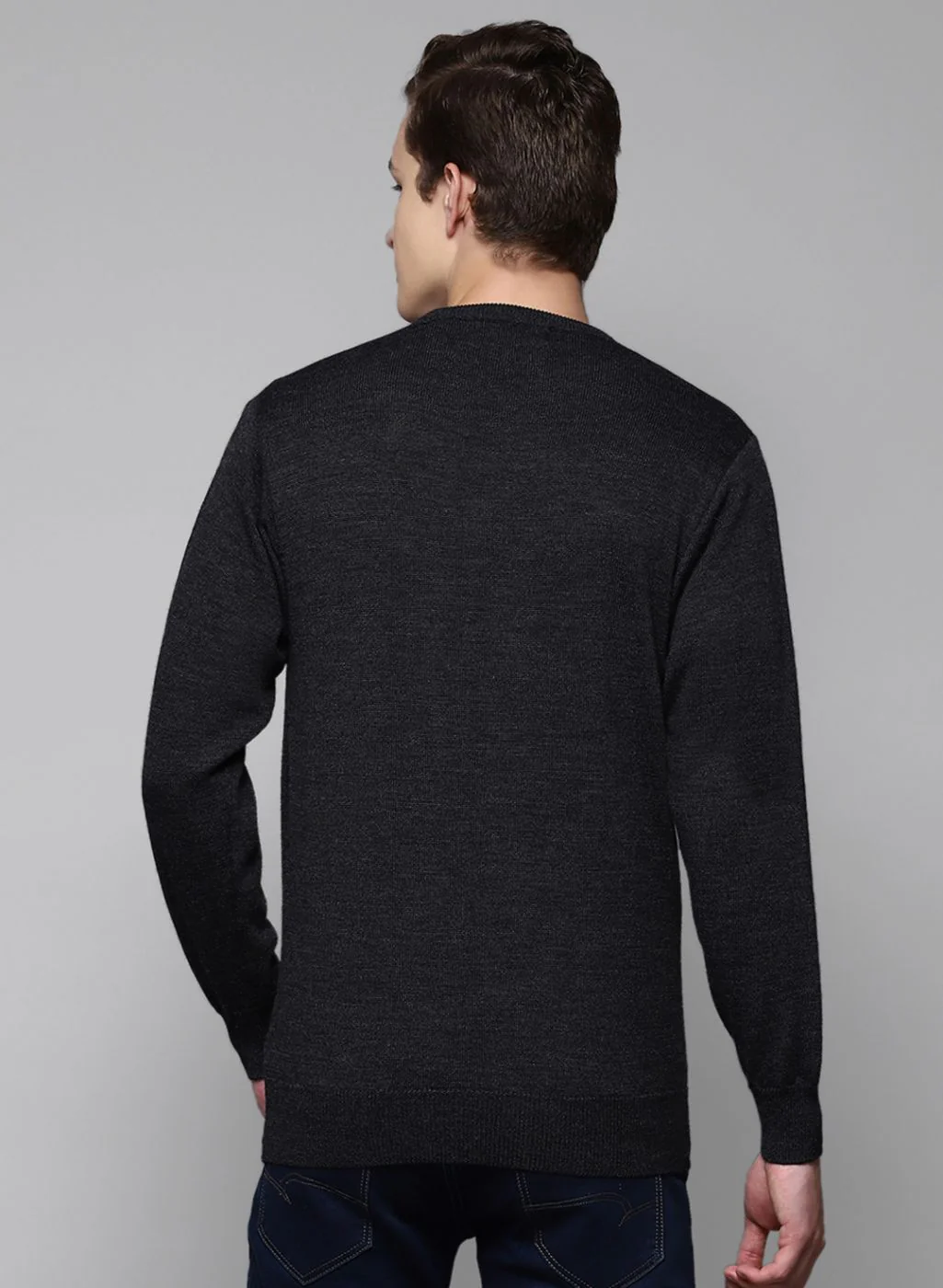 Men Grey Solid Pure wool Pullover - Image 5