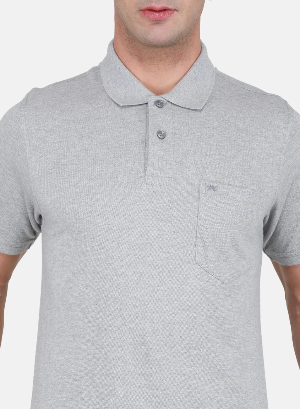 Men Grey Solid T-Shirt - Image 5