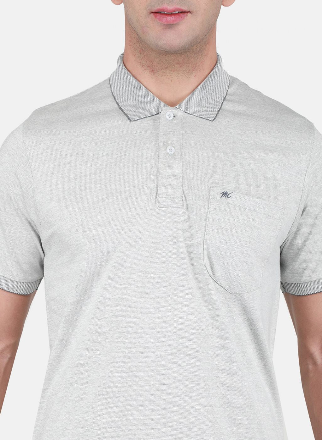Men Grey Solid T-Shirt - Image 5