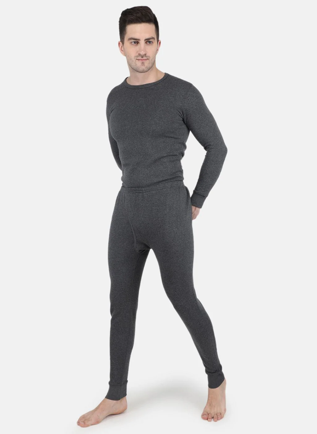 Men Grey Solid Thermal Lower - Image 4