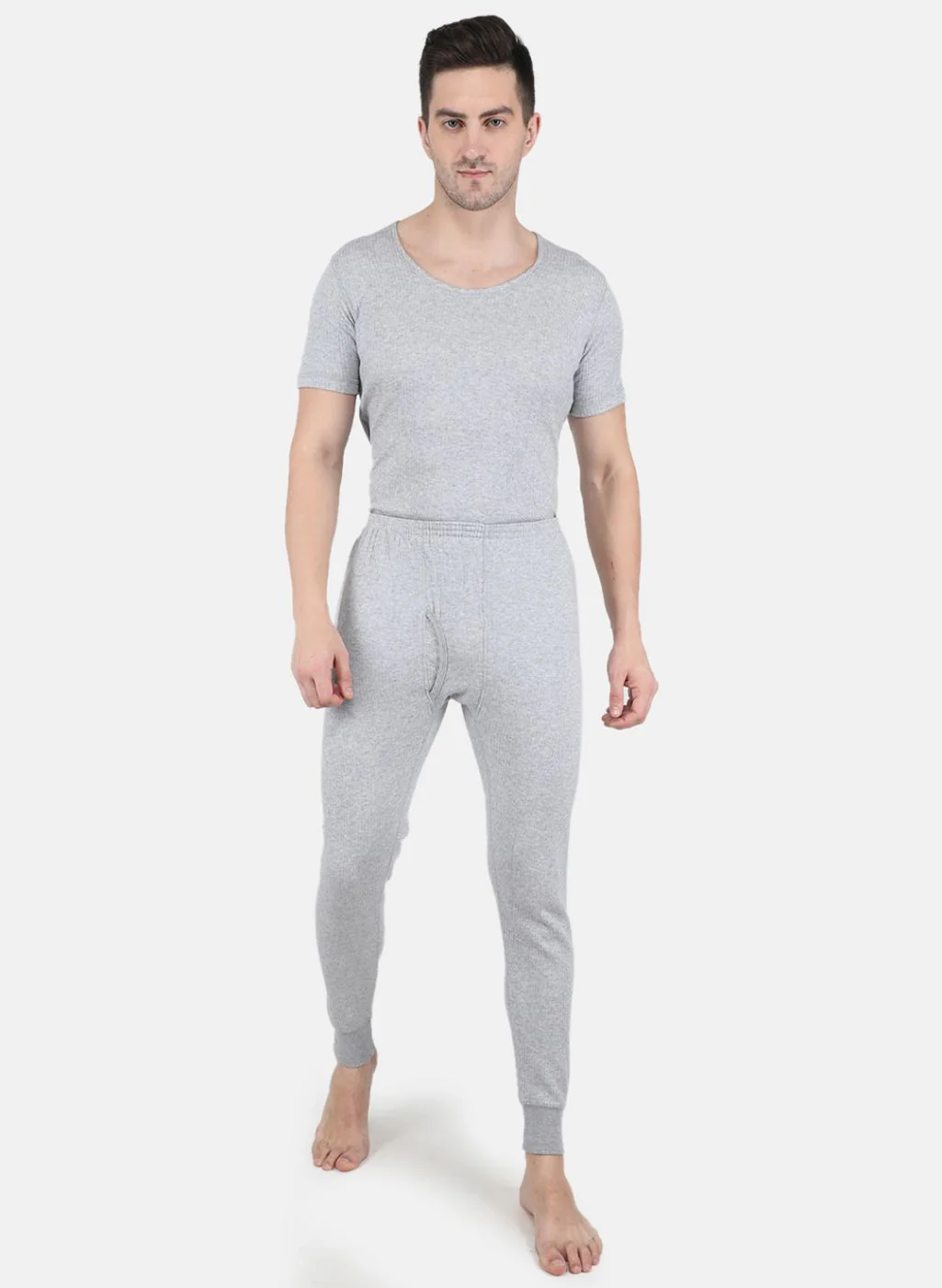Men Grey Solid Thermal Lower - Image 4
