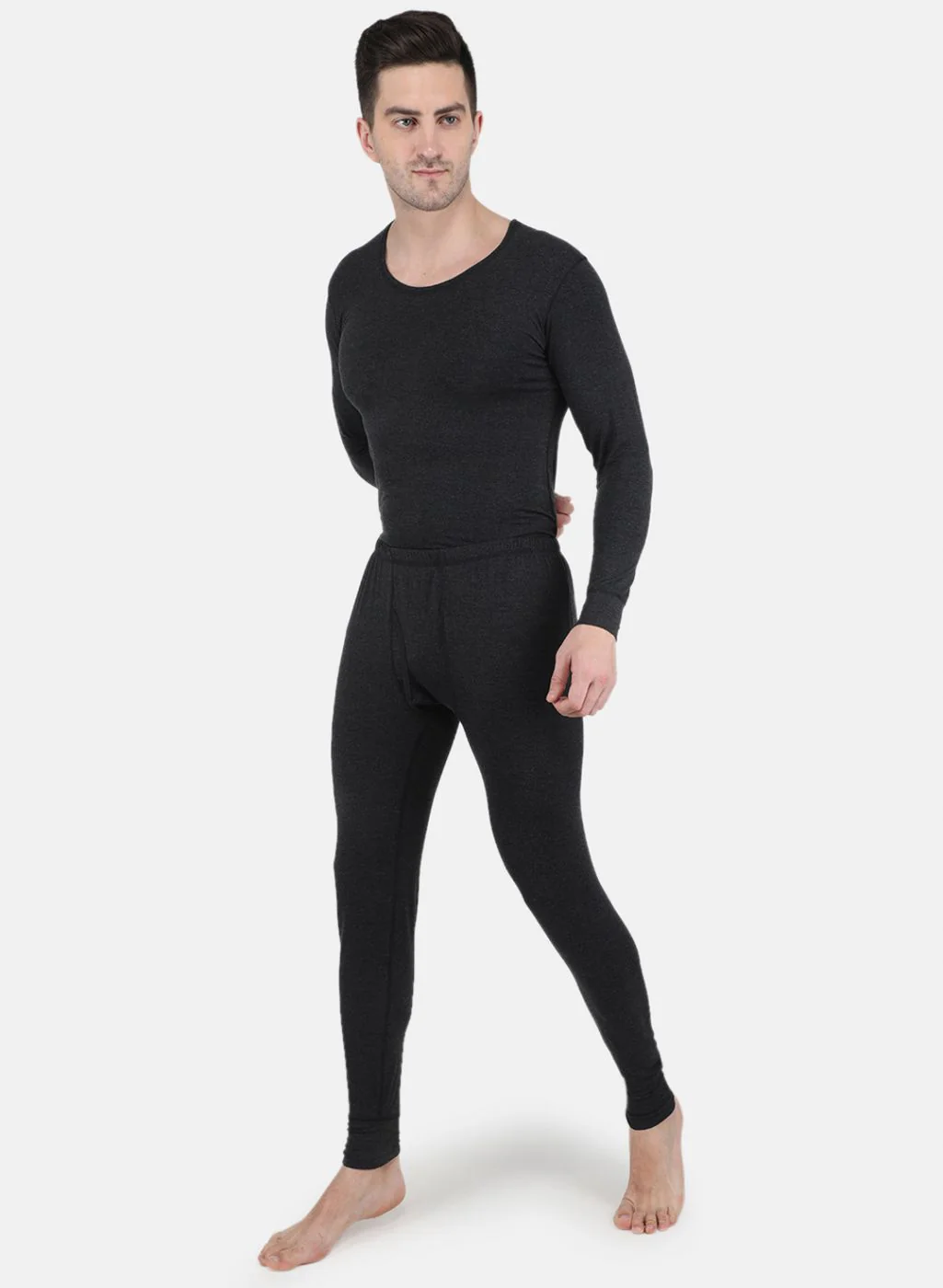 Men Grey Solid Thermal Lower - Image 4