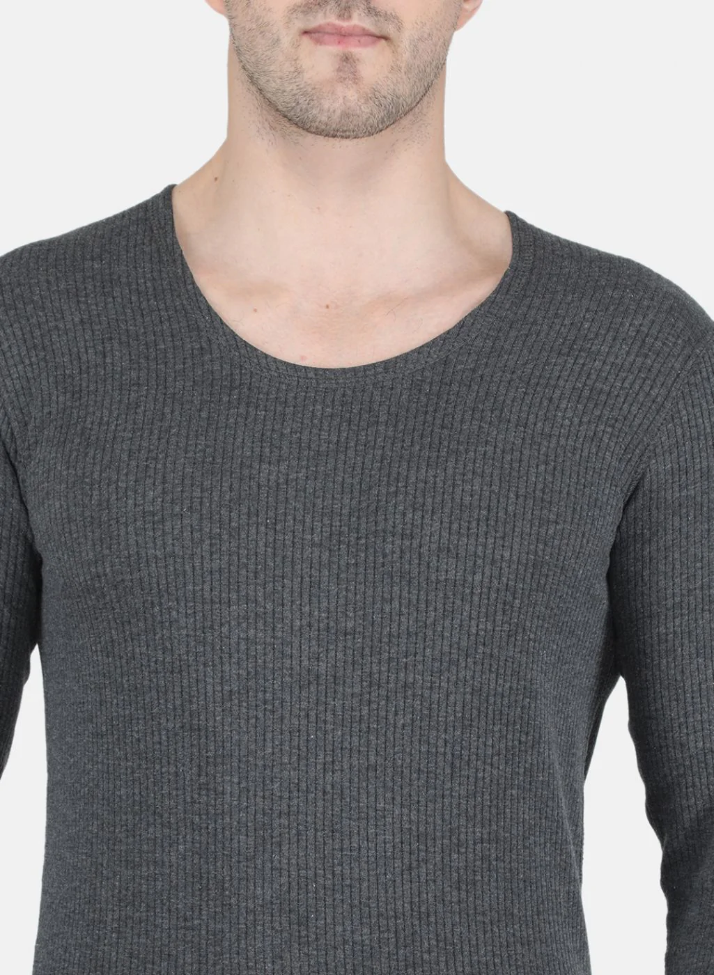 Men Grey Solid Thermal Vest - Image 5