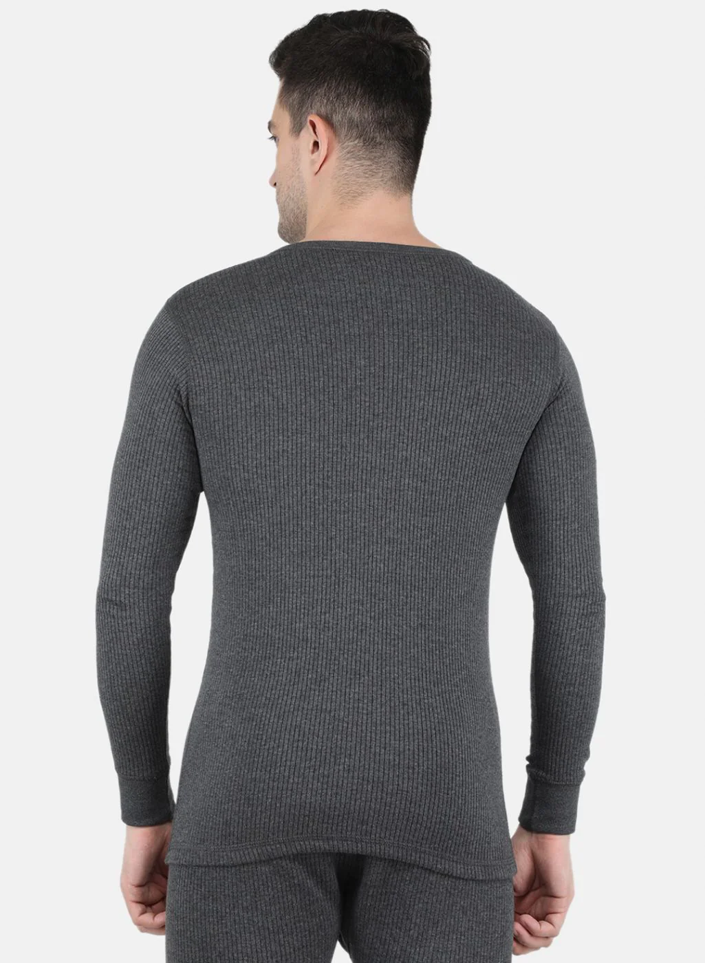 Men Grey Solid Thermal Vest - Image 3