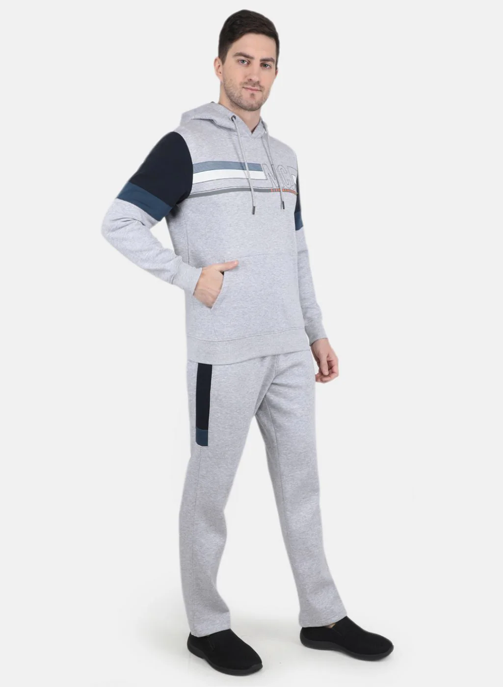 Men Grey Solid Tracksuit - Image 7