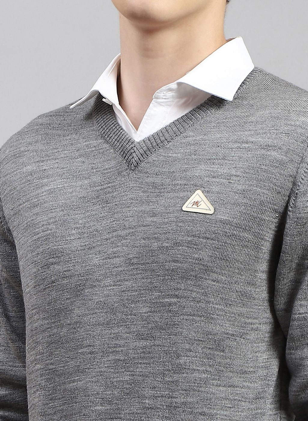 Men Grey Solid Wool blend Pullover - Image 6