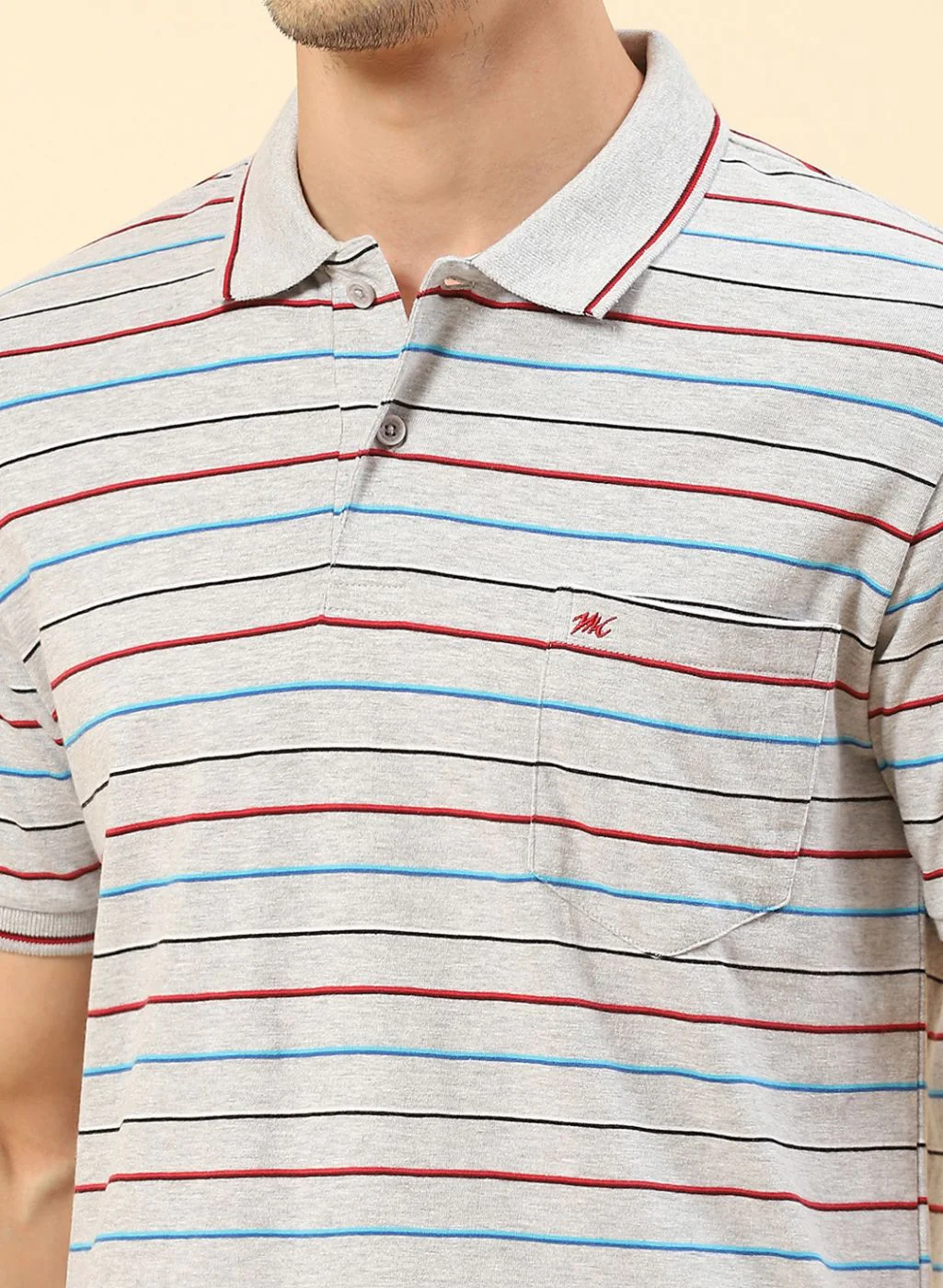 Men Grey Stripe T-Shirt - Image 6
