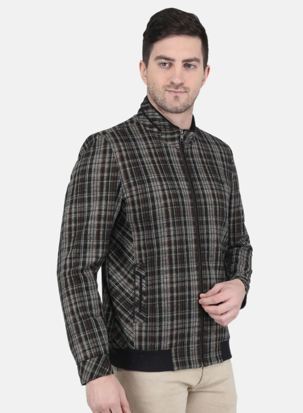 Men Khaki Check Coat - Image 6